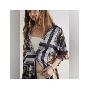 Y Free People Island Time Kimono Style Oversized Silky Shirt